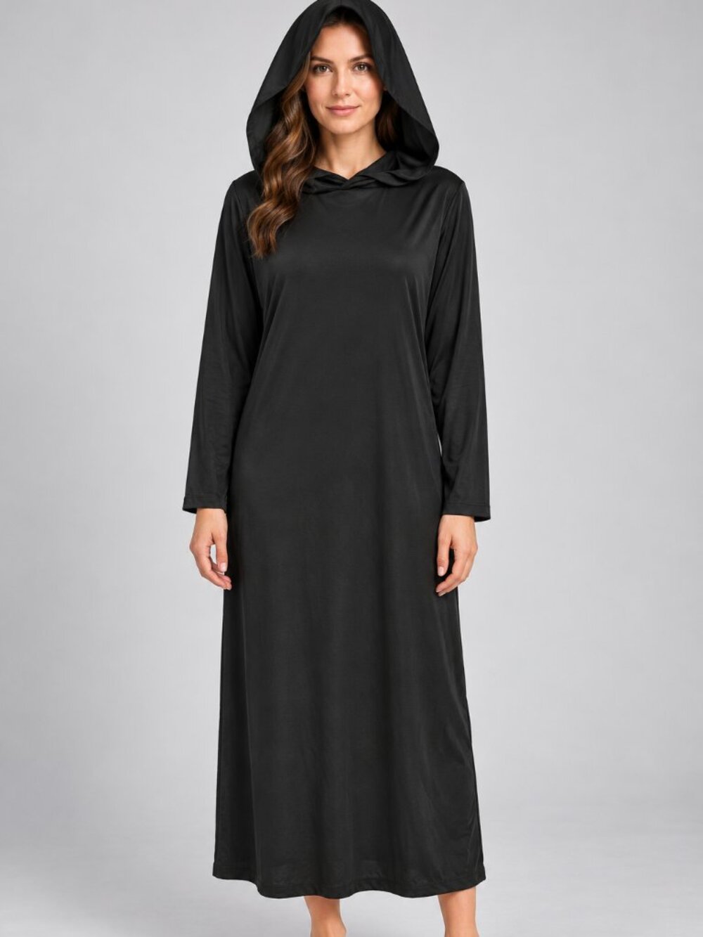 Costumes USA Black Hooded Robe Dress Witch Grim Reaper Halloween Costume